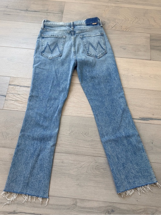 MOTHER Denim - MOTHER Light Blue Denim Flare Jeans with Frayed Hem